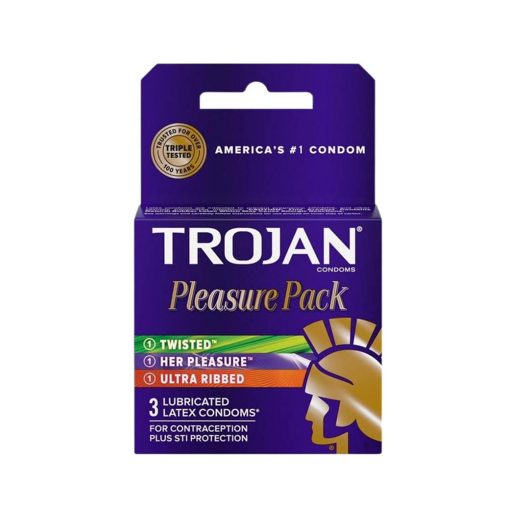 Trojan Pleasure Pack Lubricated Latex Textured Condoms Assorted 3-Pack