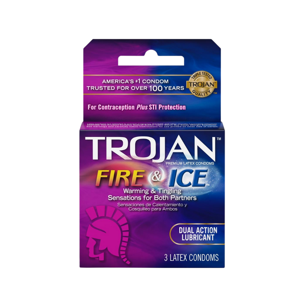 Trojan Condom Pleasures Fire & Ice Dual Action Lubricant 3-Pack