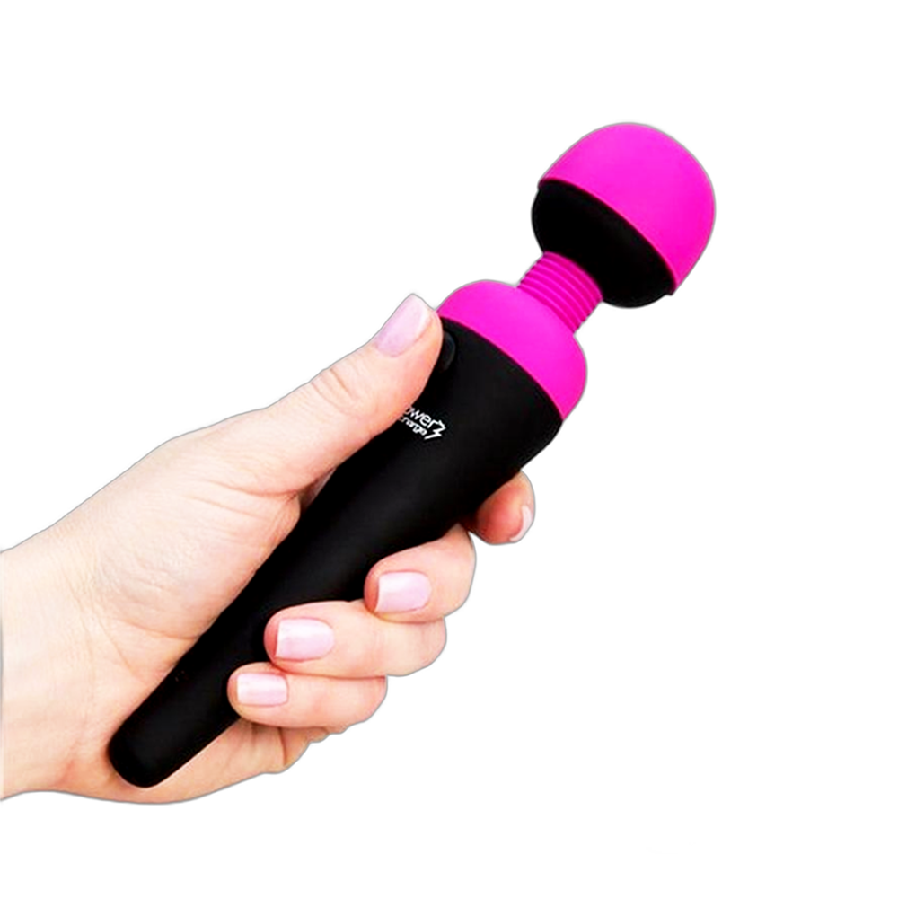 Rechargeable Silicone Personal Wand Massager - Fuschia