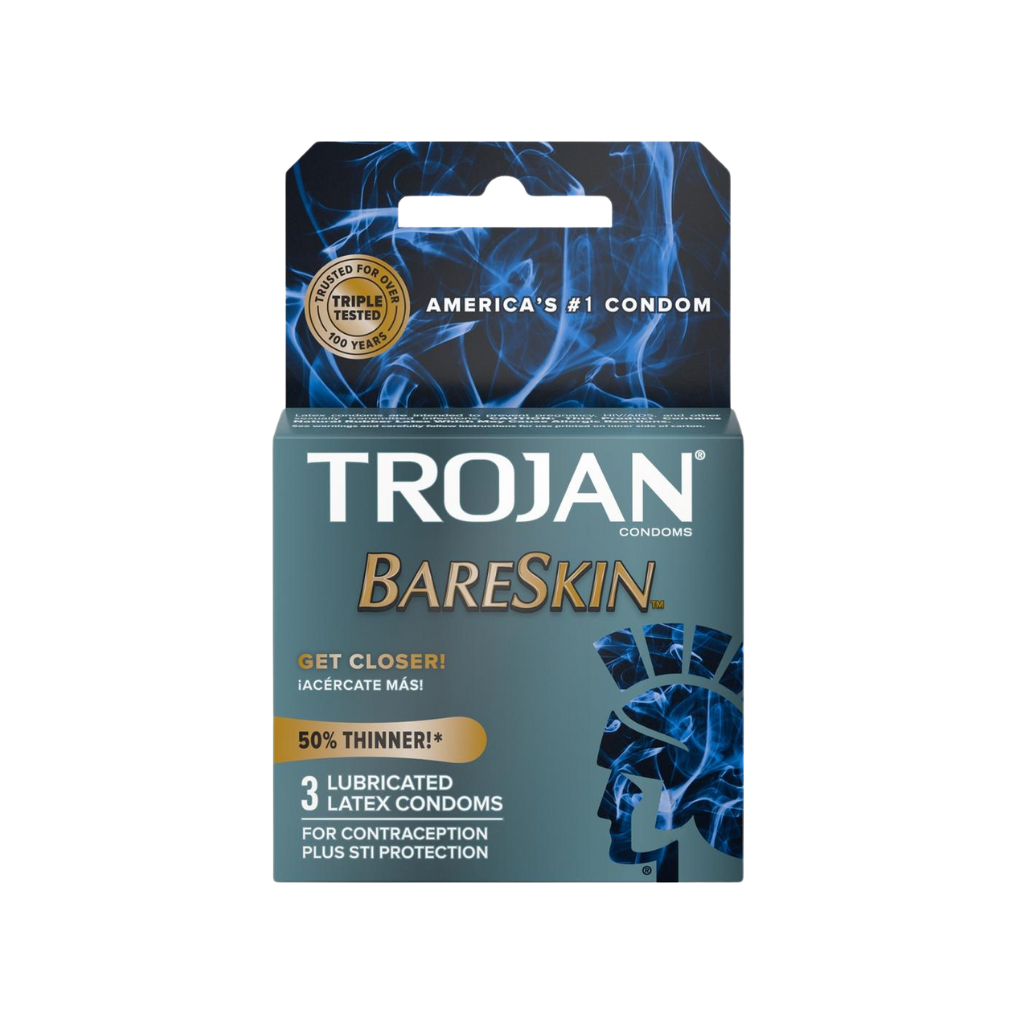 Trojan Bareskin Premium Lubricated Latex Condoms 3-Pack