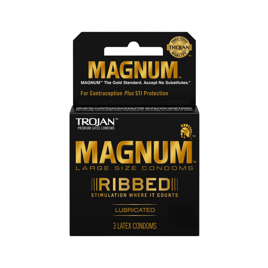 Trojan Magnum Ribbed Lubricated Latex Condoms 3-Pack Large