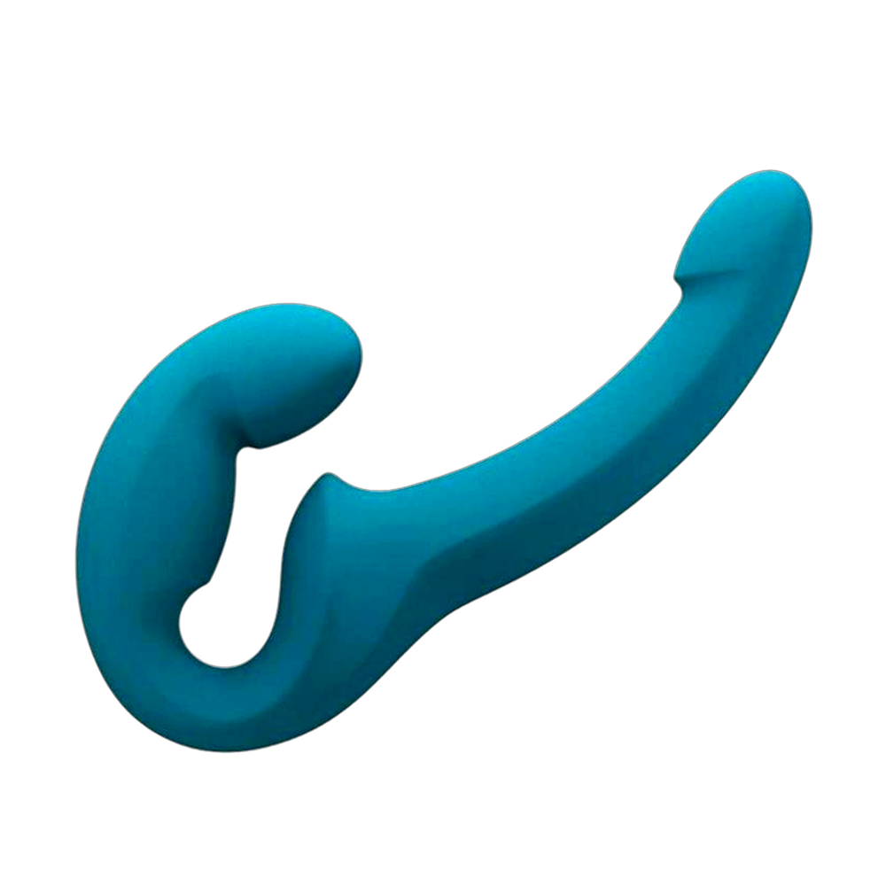 Posable Double Dildo Silicone Strapless Strap-On - Deep Sea Blue