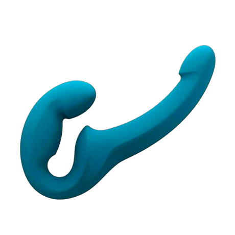 Posable Double Dildo Silicone Strapless Strap-On - Deep Sea Blue