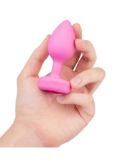 B-vibe Vibrating Heart Jewel Plug - Small/Medium Pink