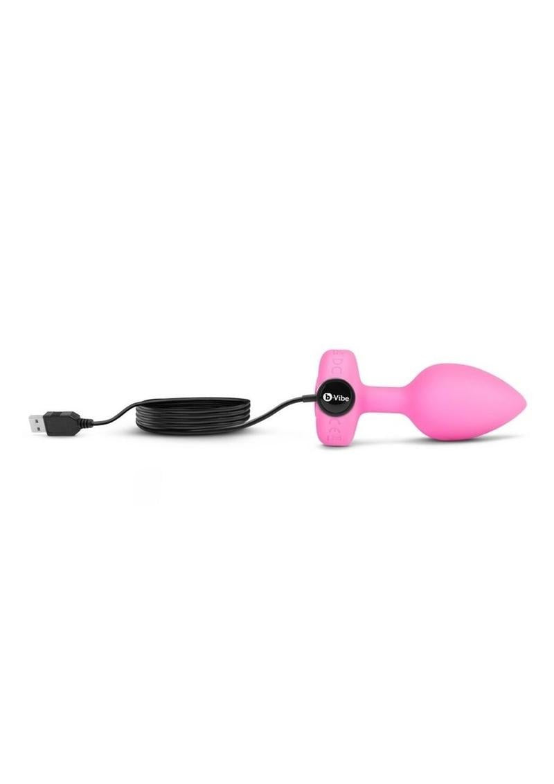 B-vibe Vibrating Heart Jewel Plug - Small/Medium Pink