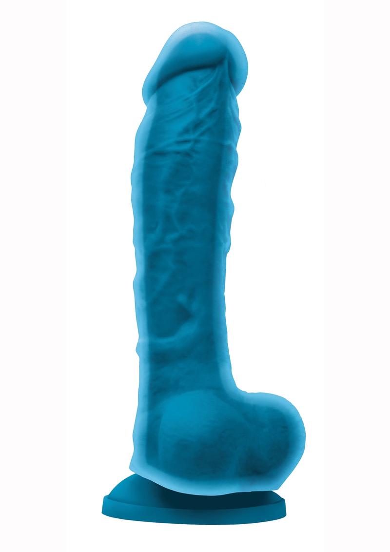 Colours Dual Density Silicone Dildo - Blue - 8in