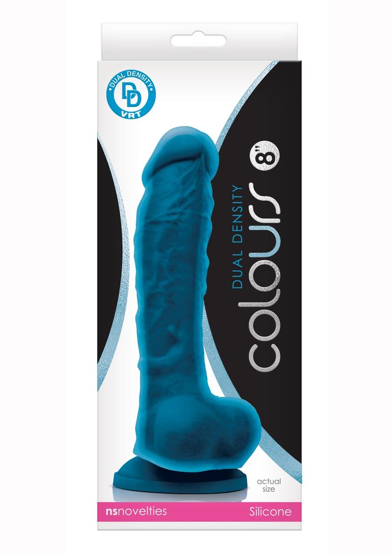 Colours Dual Density Silicone Dildo - Blue - 8in