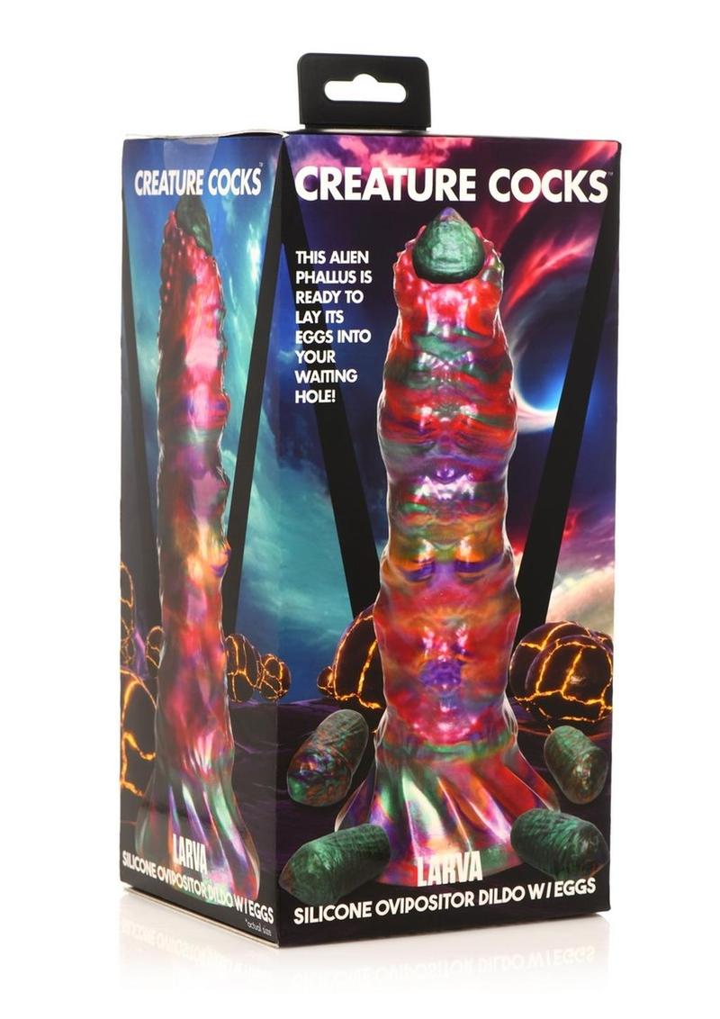 Creature Cocks Larva Silicone Ovipositor Dildo with Eggs - Multicolor