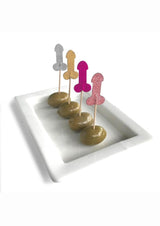 Glitterati Penis Party Picks - Assorted Colors - 24 Per Pack