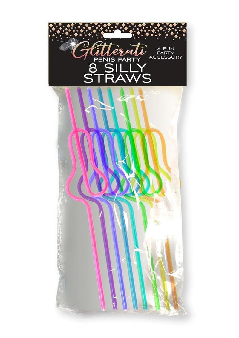 Glitterati Silly Penis Straws - Rainbow - 8 Pack