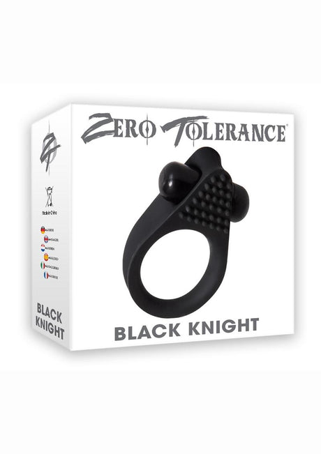 Zero Tolerance Black Knight Silicone Vibrating Textured Cockring - Black